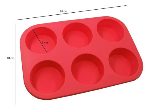 Molde Silicona Goma Horno Muffins Cupcakes X6 Reposteria