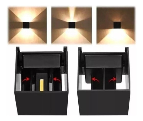 Imagen 4 de 6 de Luz Foco Aplique Para Pared Led Exterior Blanco Calido