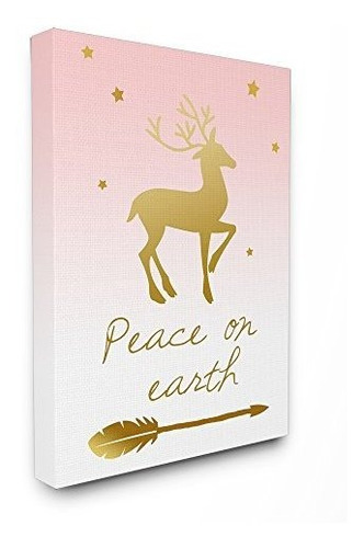 Stupell Industries Coral And Gold Peace On Earth Con Reno, L