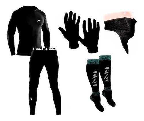 Kit Termico Conjto Alpina Frizado Guantes Cuello Medias Cuot