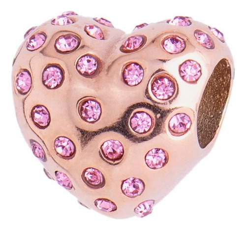 Dije De Acero Inoxidable Luckyly Y Diseño De Charm Con 4.5mm De Diámetro - 1.2cm De Largo X 1.2cm De Alto - Corazón - Oro Rosa Baño De Oro Rosa 18k O Color Plata