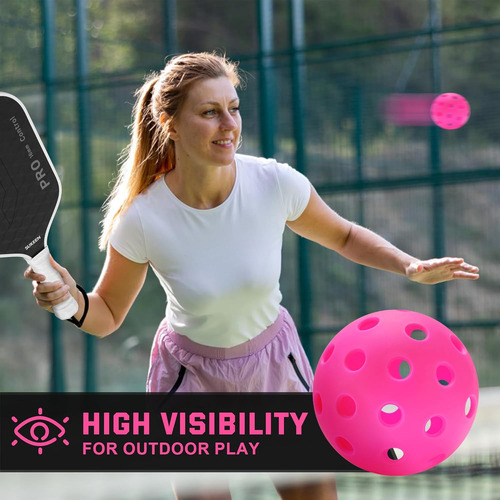 Pelotas De Pickleball Sukeen Para Exteriores Rosa 40 Agujero Rose Red