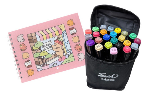 Kit Para Pintar Libro Osito A5 24 Plumones Doble Punta