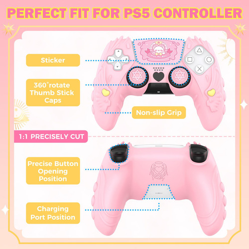 Funda Suave Antideslizante Para Controller Ps5 Rosa