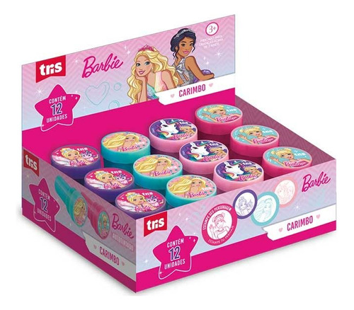 Carimbos Tris Barbie - Caixa Com 12 Unidades Tinta Coloridos Exterior Coloridos