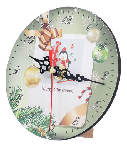Reloj De Pared Redondo Navideño Con Estampado De Papá Noel,