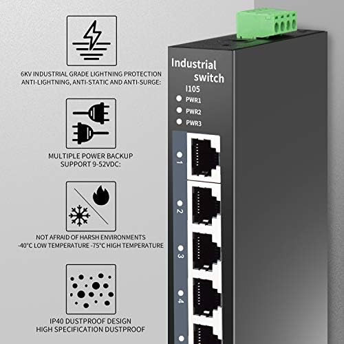 Switch De Rede Industrial Reforçado Com Trilho Din De 5 Por