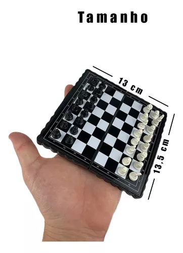 Mini Jogo De Xadrez De Bolso Magnético Para Viagens 13cm - Preto