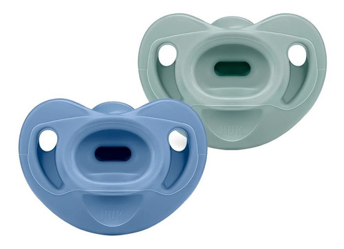 Kit de 2 chupetes para bebés de 0 a 6 meses con funda Ocean Nuk, color azul liso, período de edad de 0 a 6 meses