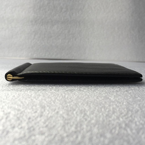 Tarjetero Plegable De Cuero Negro Para Hombre Con Clip Para