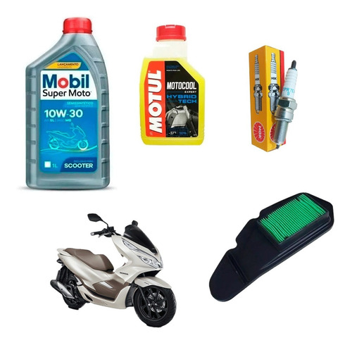 Kit Filtro Ar Oleo E Vela Honda Pcx Ate 18 + Fluido Radiador