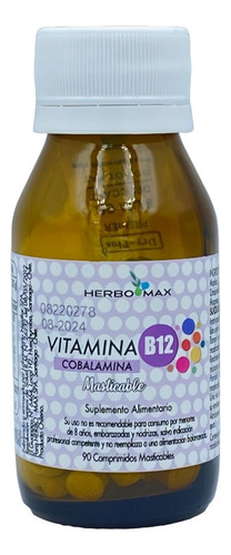 Vitamina B12 Cobalamina 90 Comprimidos Masticable Herbo Max