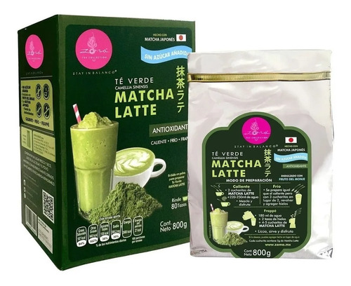 Zoma Tea Té Verde Matcha Latte 800g Sin Azucar Añadida