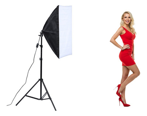 Kit Softbox 50x70 Luz Contínua E27 C/ Tripé 2m Estúdio Foto