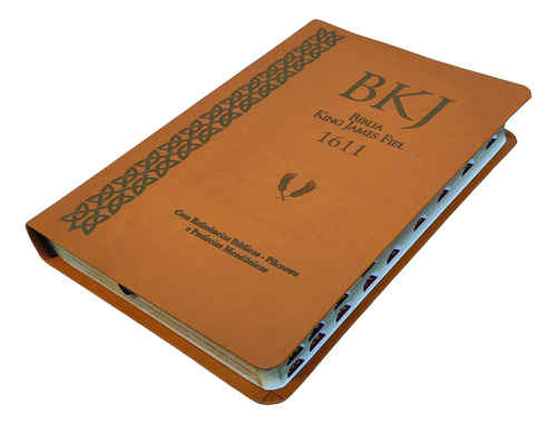 Biblia King James 1611 Com Pilcrows, Referencias, Profecias Messianicas E Palavras Em Vermelho - Capa Luxo Caramelo Com Indice