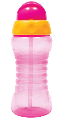 Garrafinha Fresh Rosa 300ml Com Canudo Em Silicone - Buba