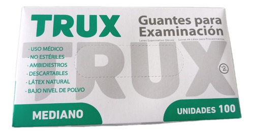 Imagen 1 de 1 de Guantes Trux Latex P/examinación Talle M Caja X 100 Unidades