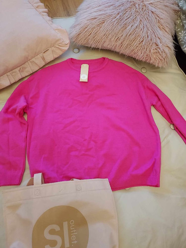 Sweter Fuxia Poco Uso Nunez Tipo Zara Liviano Rosa Chicle Tu