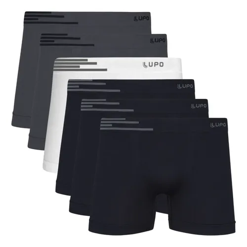 MLB 4100934467 Kit 6 Cuecas Lupo Boxer Poliamida Sem Costura Box Masculina JM