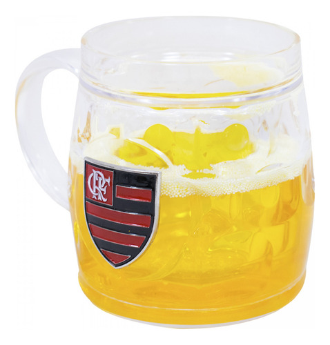 Caneca Cerveja Flamengo Acrílico Bg 400ml Brasão Metal