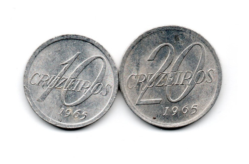 Brasil Lote 2 Monedas 10 Y 20 Cruzeiros Año 1965 Km#572/573
