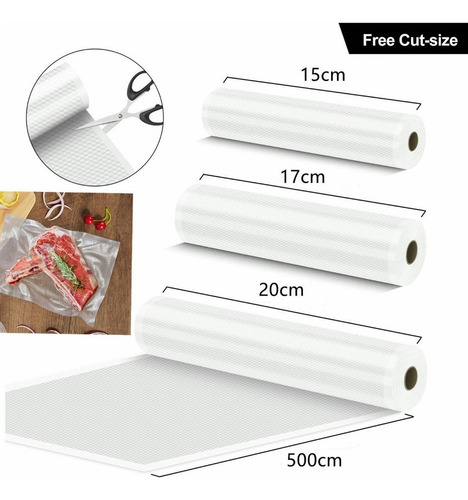 Para Bolsas Para Sellar Alimentos Al Vacío, 3 Rollos
