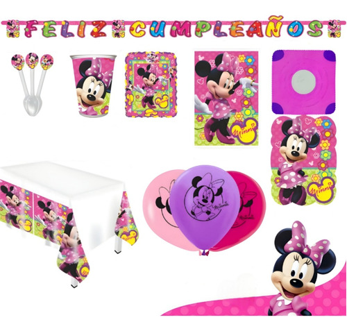 Kit Infantil Decoración Fiesta - Minnie Mouse X20 Invitados 