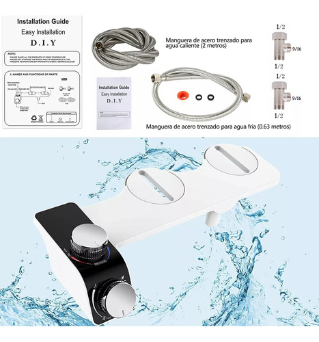 Kit Completo De Bidet Ducha Para Wc Inodoro Boquilla Dual