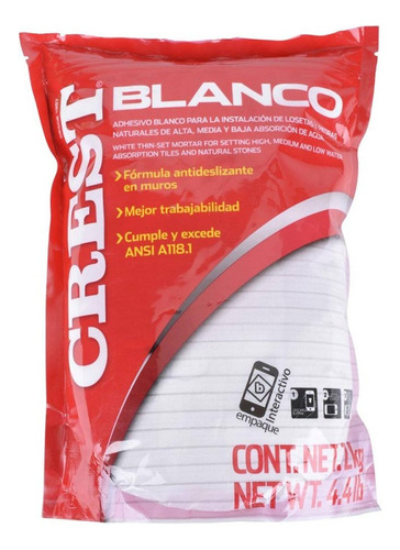 Crest Blanco Pega Azulejo 2kg 