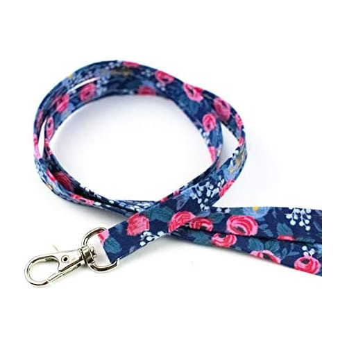 Lanyard   Estampado De Rosas Azules Mujeres Y Niñas, L...