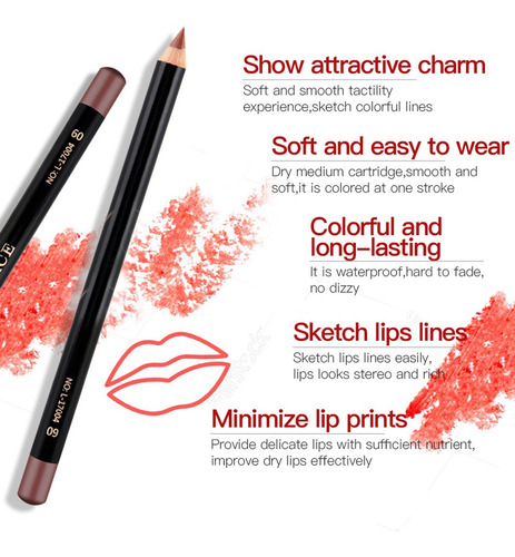 12 Uds Lápiz Labial De Maquillaje Cremoso De Larga Duración