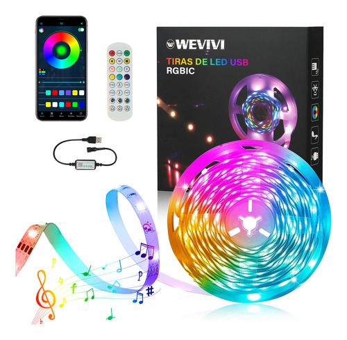 Tira De Led Bluetooth 5m Luz Led Rgb Inteligentes App Wevivi