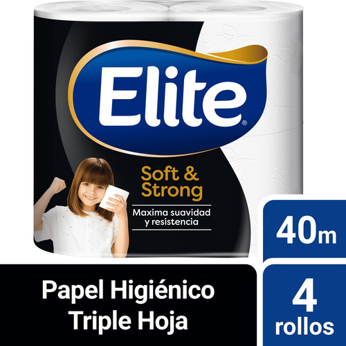 Papel Higienico Elite Triple Hoja Soft & Strong 4 Un 40 Mt