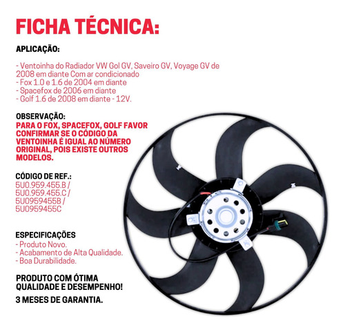 Eletro Ventoinha Vw Gol Saveiro Voyage G5 G6 G7 G8 Com Ar