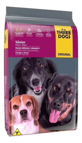 Alimento Three Dogs Perro Senior Raza Mediana Y Grande 15kg