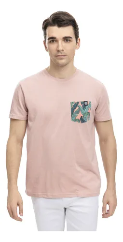 Polera Hombre Bolsillo Estampado Rosado Claro Fashion s Park
