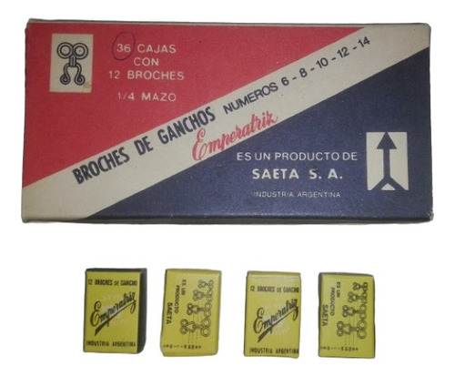 Broches Gancho Emperatriz Negro N°12 - Lote X 20 Cajitas Negro Geométrico