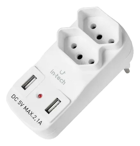 Adaptador Para Tomada 2 Entradas Tripolar Com Usb - Yins