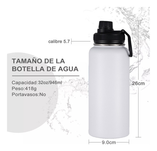 Termo Vaso Botella Acero Inoxidable Con Fría/caliente 32 Oz