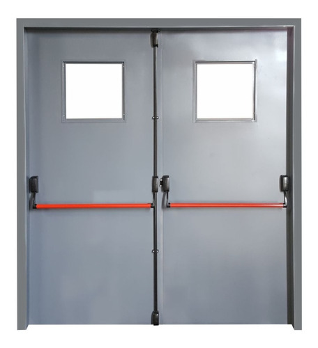 Puerta De Emergencia Doble Antipánico 160x205 Visor 40x40 Cm