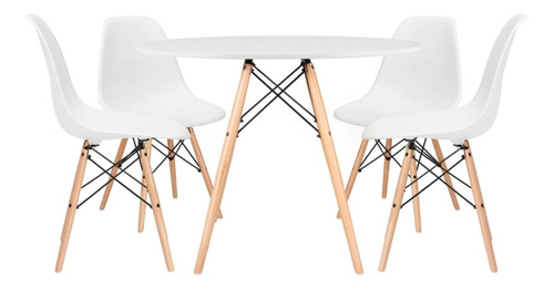 Juego Comedor Eames Mesa Redonda 1 M + 4 Sillas Multimuebles