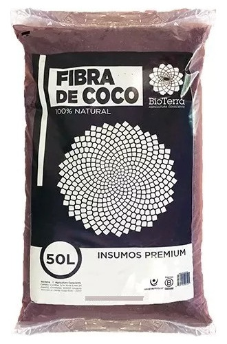 Sustrato Fibra De Coco Bioterra Premium Organico 50l