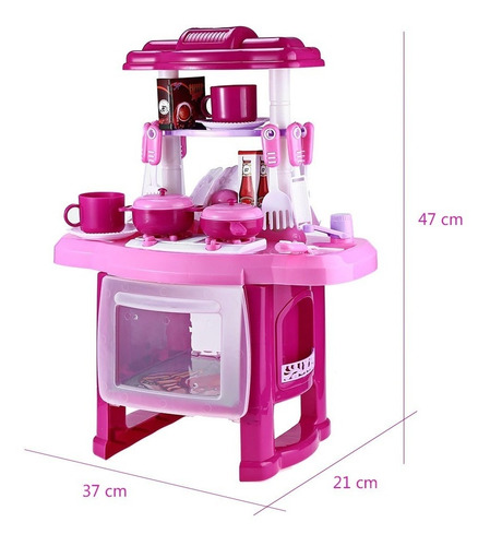 Cocina Infantil Niña Juguetes Sonido Luz Accesorios Rosa