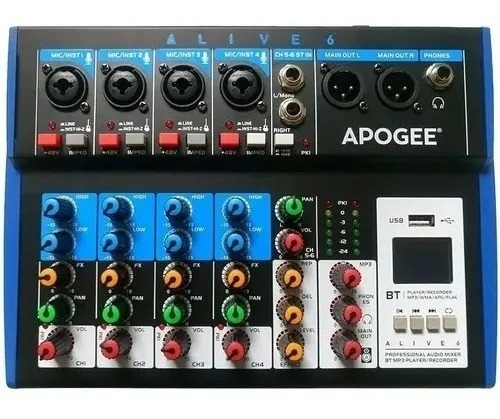 Consola De Sonido Apogee Alive 6 Mixer Bluetooth Mp3 Usb