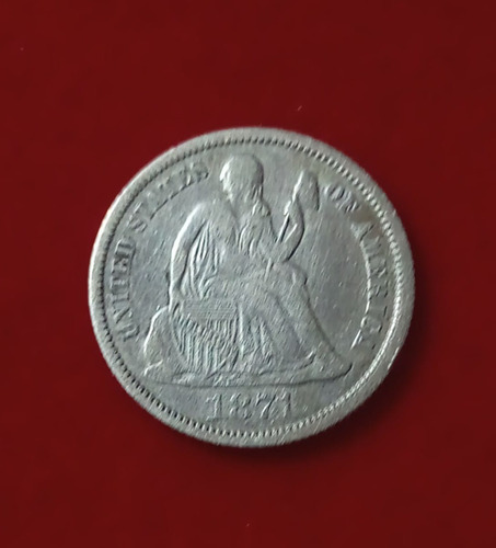 Moneda De Estados Unidos 1 Dime Plata 1871 - Vf