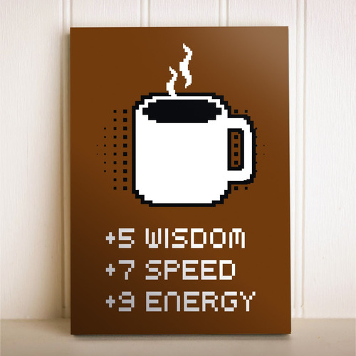 Placa Decorativa Power Coffee Atributos Rpg