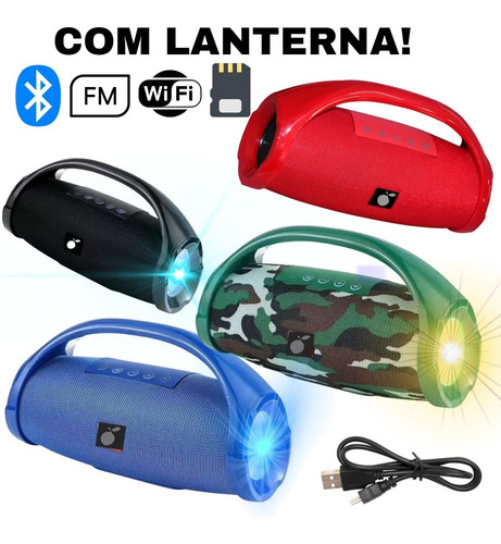 Caixa Caixinha De Som Bluetooth Potente Com Lanterna Wifi Fm