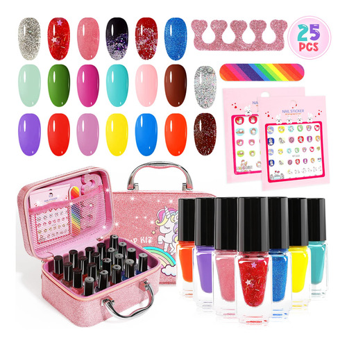 Juego De Esmaltes De Unas Para Ninas, 25 Piezas No Toxico, D