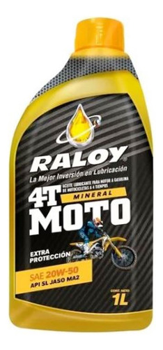 Aceite Motocicleta Raloy 4t 20w50 Mineral 1 Litro