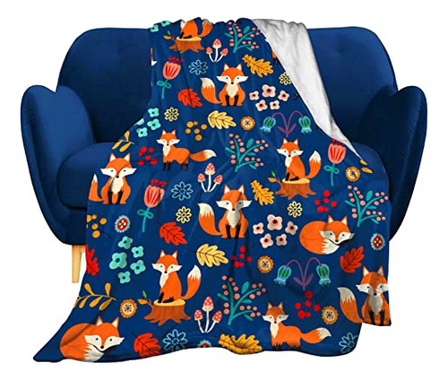 Fox Blanket Flower Soft Comfy Throw Blanket Flannel Fle...